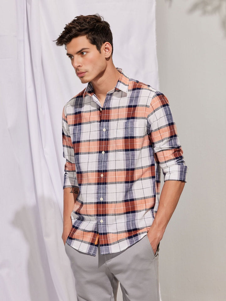 Branded Casual Check Shirts For Men (Combo of 2)