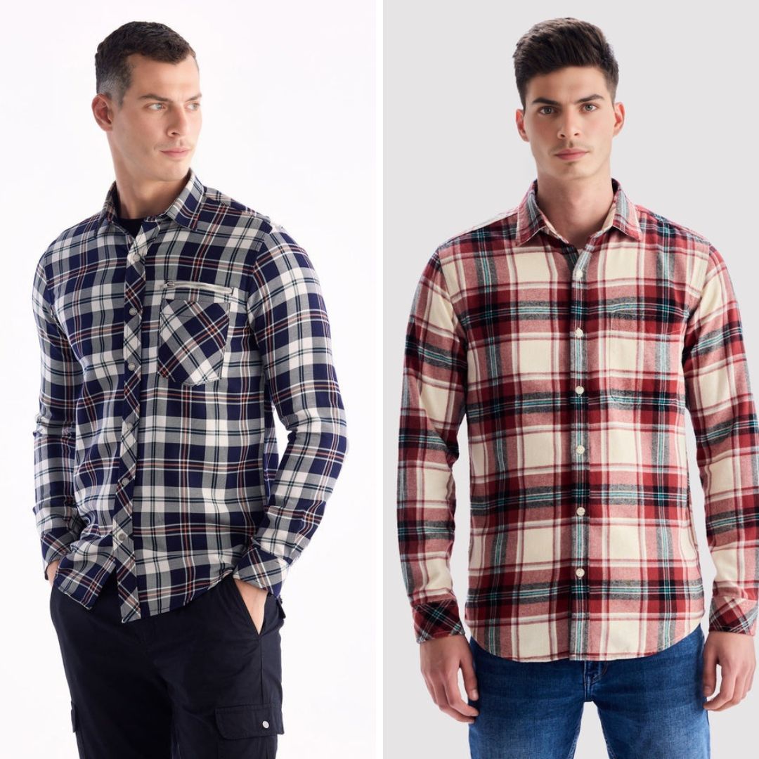 Branded Casual Check Shirts For Men (Combo of 2)