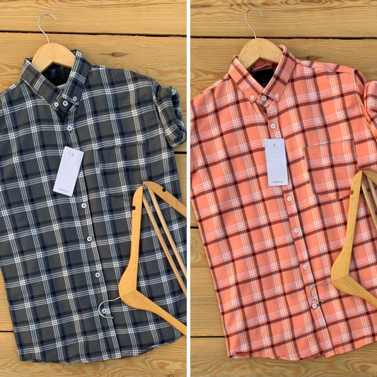 2 Branded Casual Check Shirts For Men