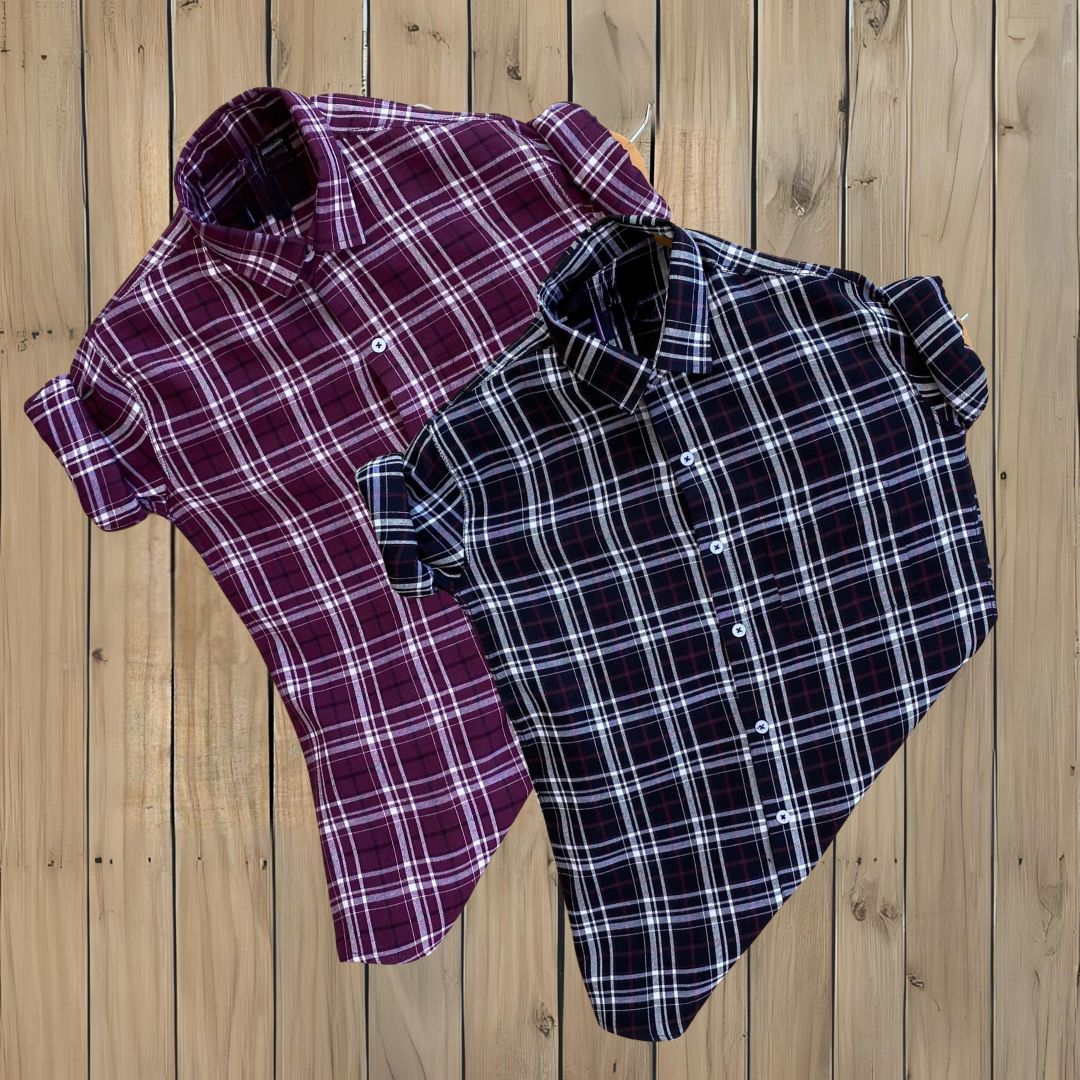 2 Branded Casual Check Shirts For Men