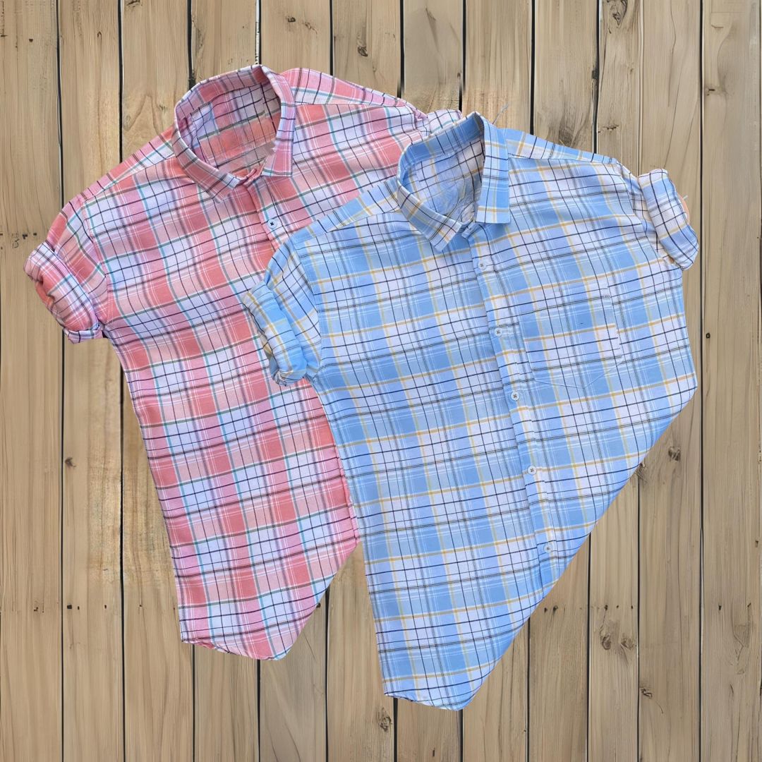 2 Branded Casual Check Shirts For Men