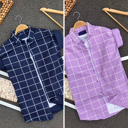 2 Branded Casual Check Shirts For Men