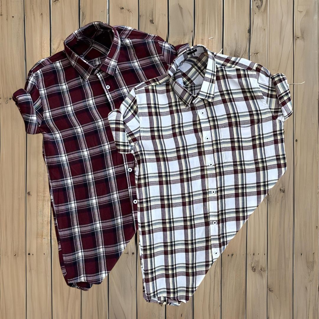 2 Branded Casual Check Shirts For Men