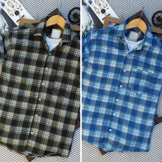 2 Branded Casual Check Shirts For Men