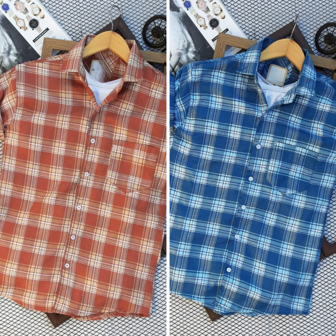 2 Branded Casual Check Shirts For Men