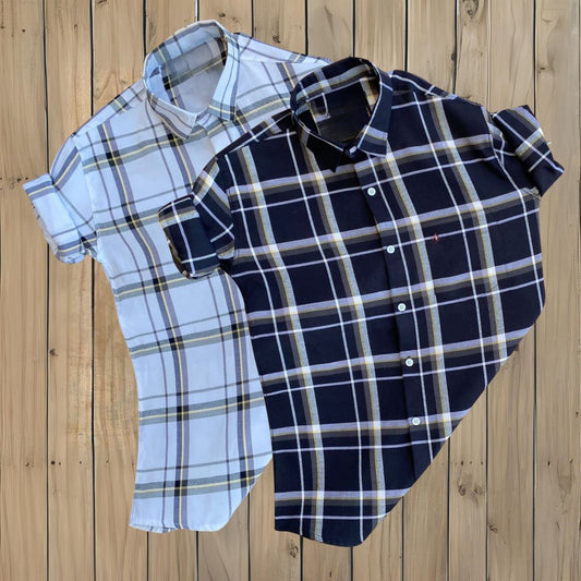 2 Branded Casual Check Shirts For Men