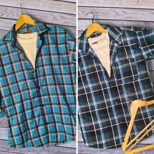 Branded Casual Check Shirts For Men (Pack of 2)