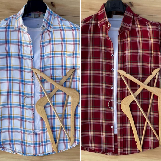 2 Branded Casual Check Shirts For Men