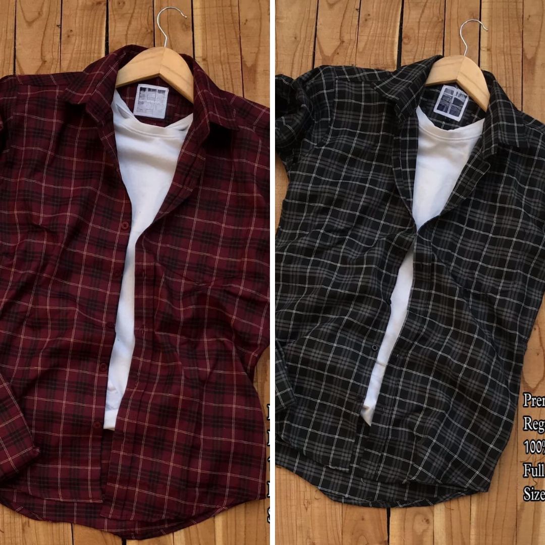 Branded Casual Check Shirts For Men (Pack of 2)