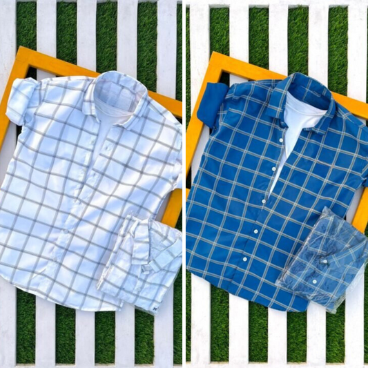 2 Branded Casual Check Shirts For Men