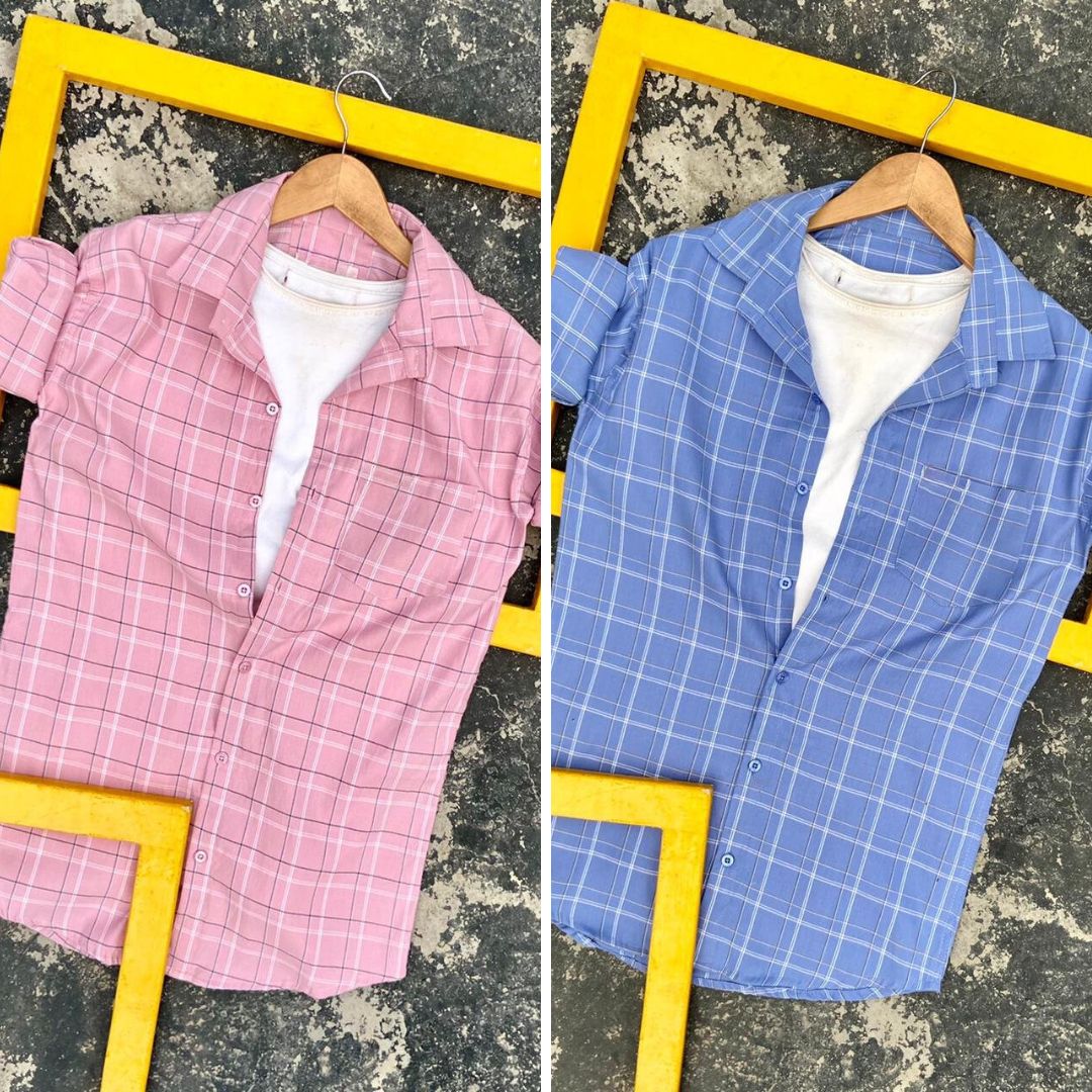 2 Branded Casual Check Shirts For Men