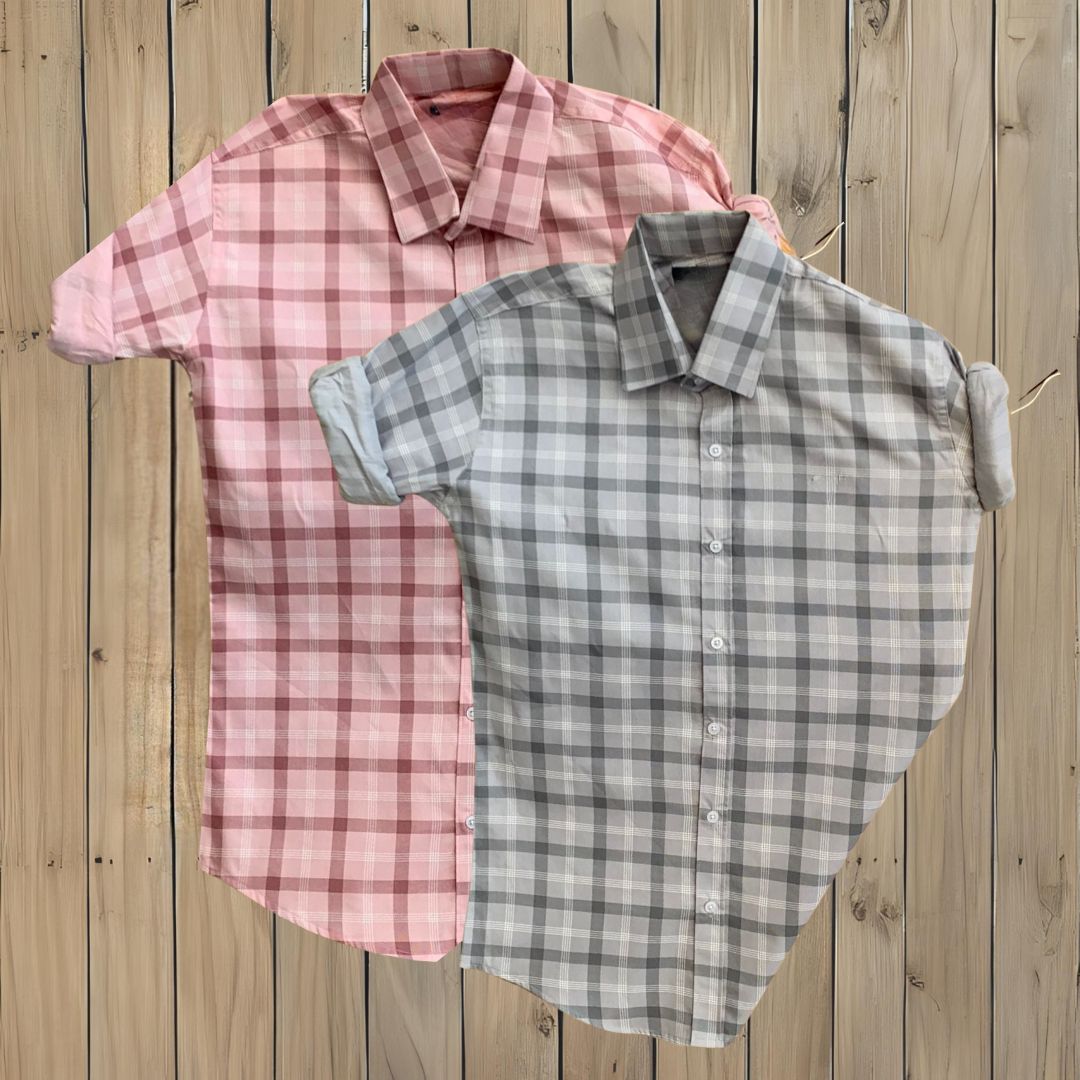 2 Branded Casual Check Shirts For Men