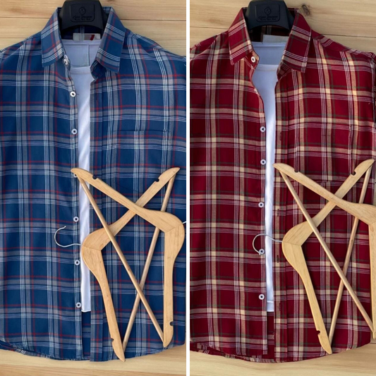 2 Branded Casual Check Shirts For Men