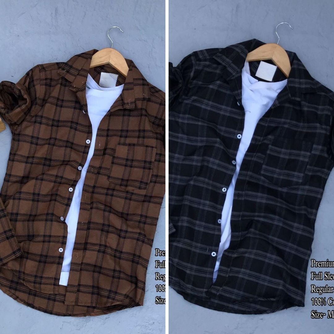 2 Branded Casual Check Shirts For Men