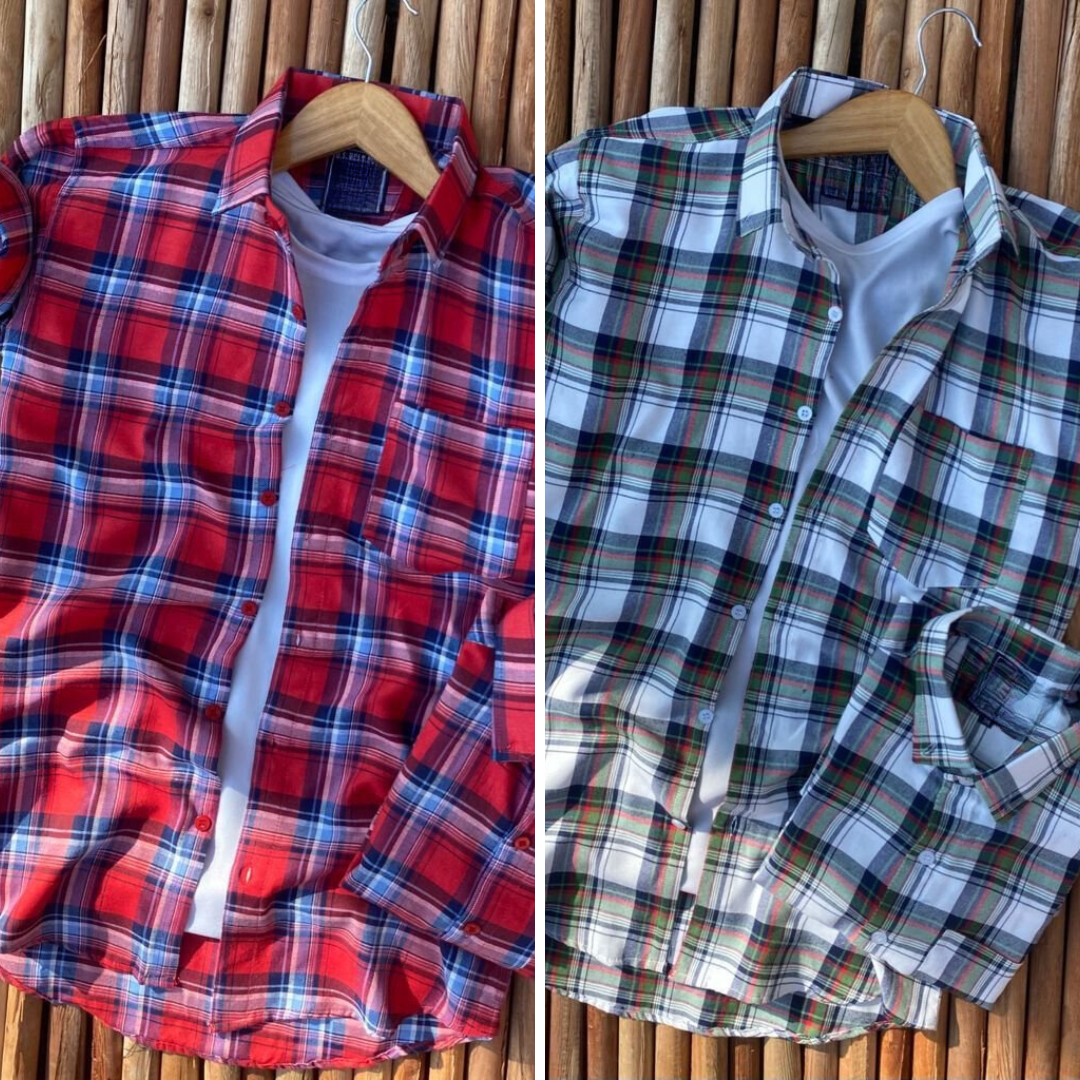 2 Branded Casual Check Shirts For Men