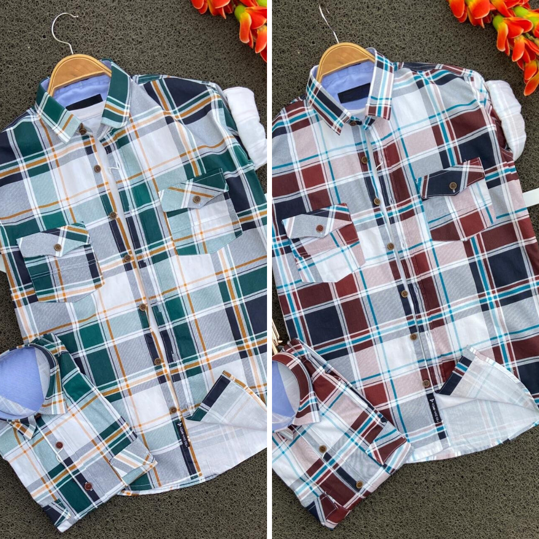 2 Branded Casual Check Shirts For Men