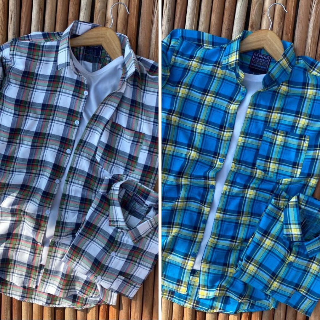 2 Branded Casual Check Shirts For Men