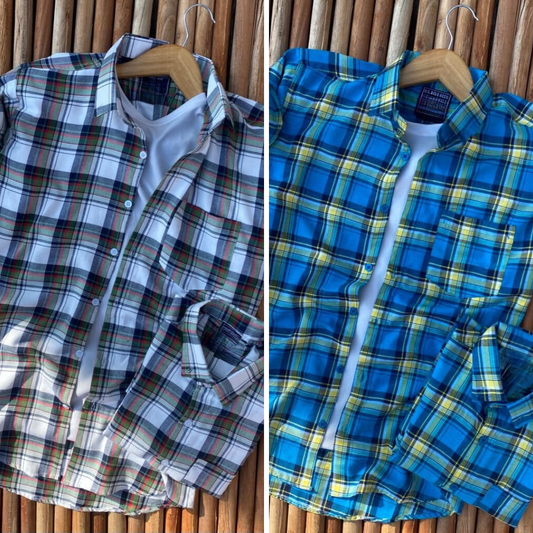 2 Branded Casual Check Shirts For Men