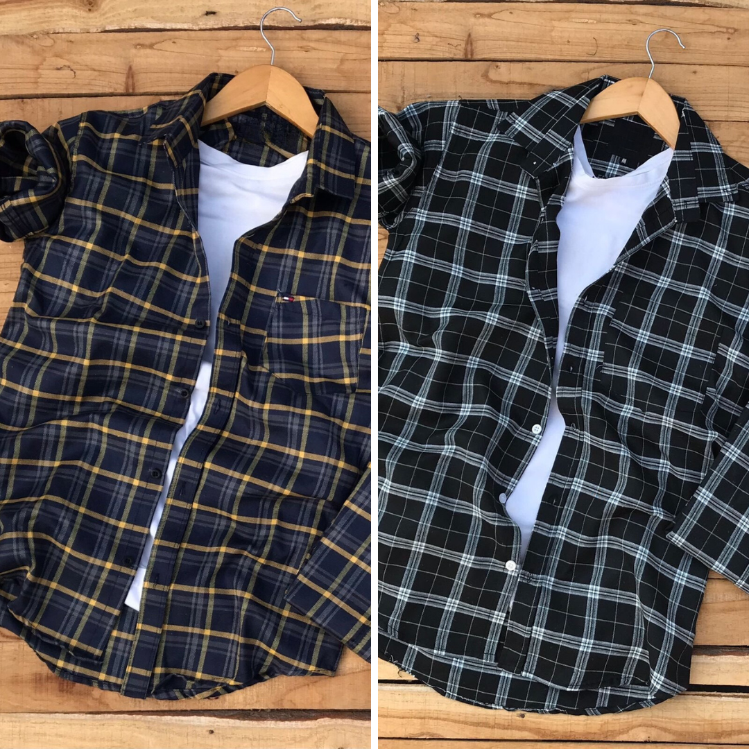 2 Branded Casual Check Shirts For Men