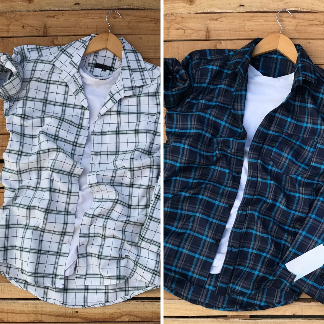 2 Branded Casual Check Shirts For Men