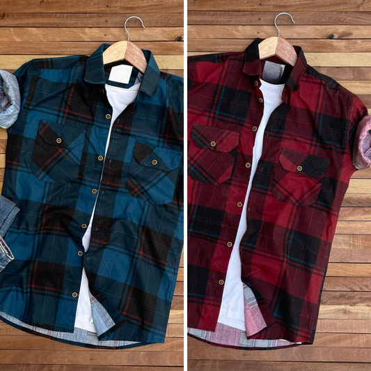 2 Branded Casual Check Shirts For Men