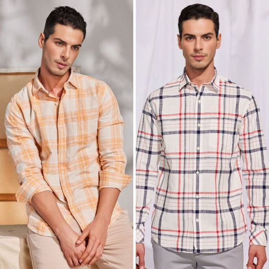 Branded Casual Check Shirts For Men (Combo of 2)