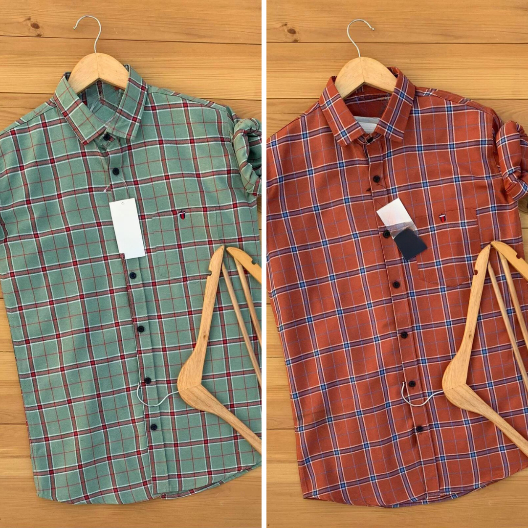 2 Branded Casual Check Shirts For Men