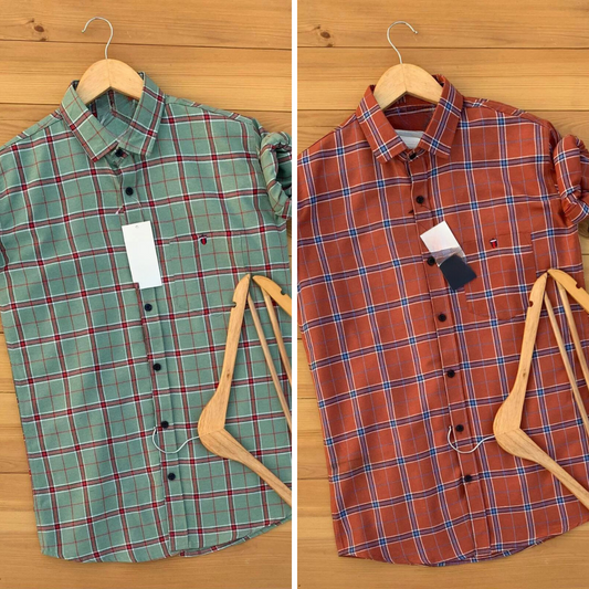 2 Branded Casual Check Shirts For Men