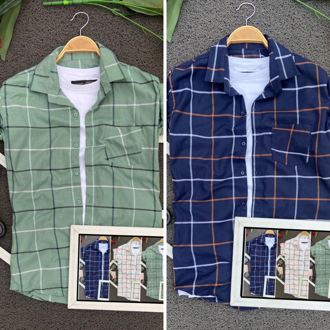 2 Branded Casual Check Shirts For Men