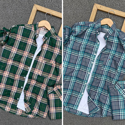 2 Branded Casual Check Shirts For Men