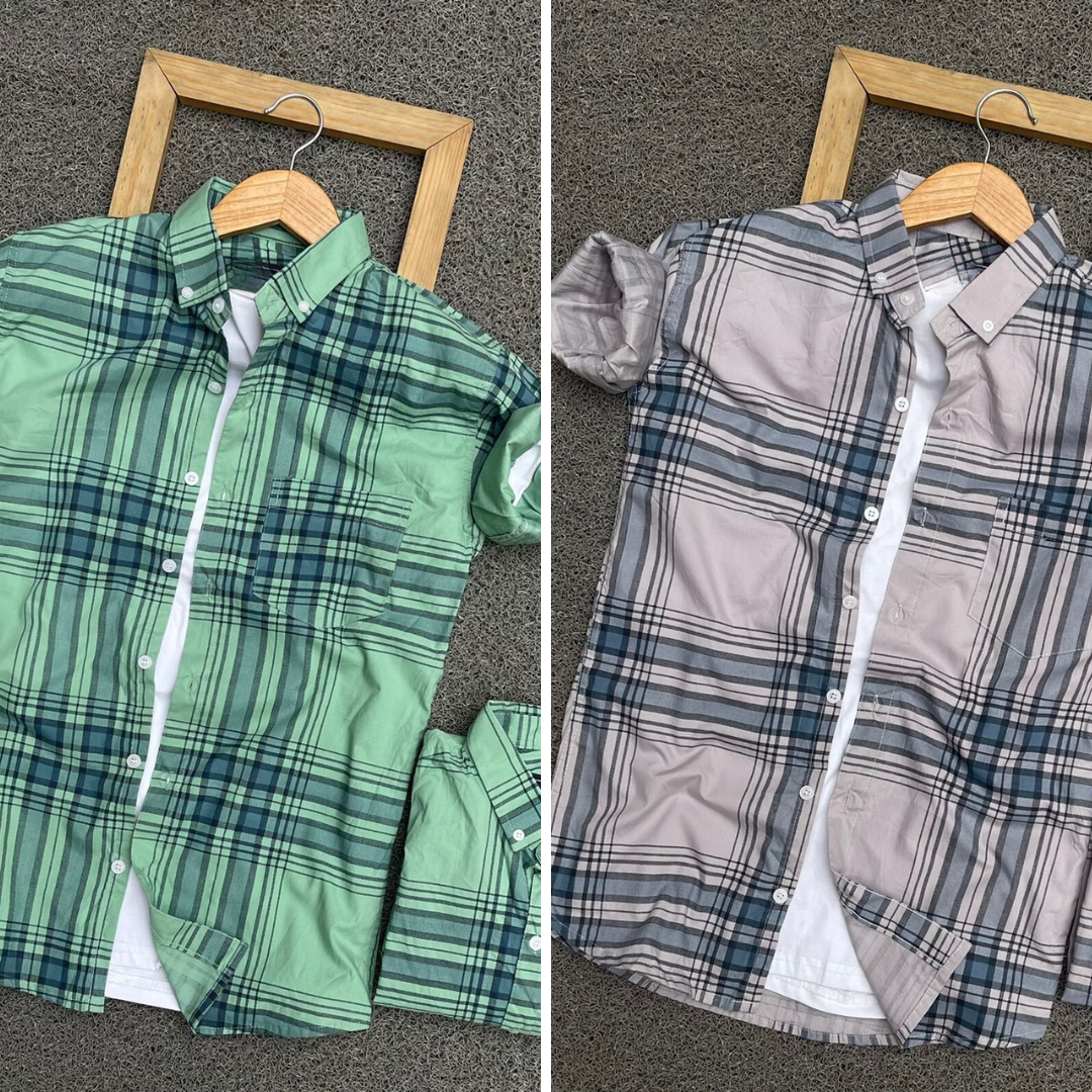 2 Branded Casual Check Shirts For Men