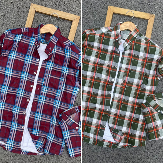 2 Branded Casual Check Shirts For Men