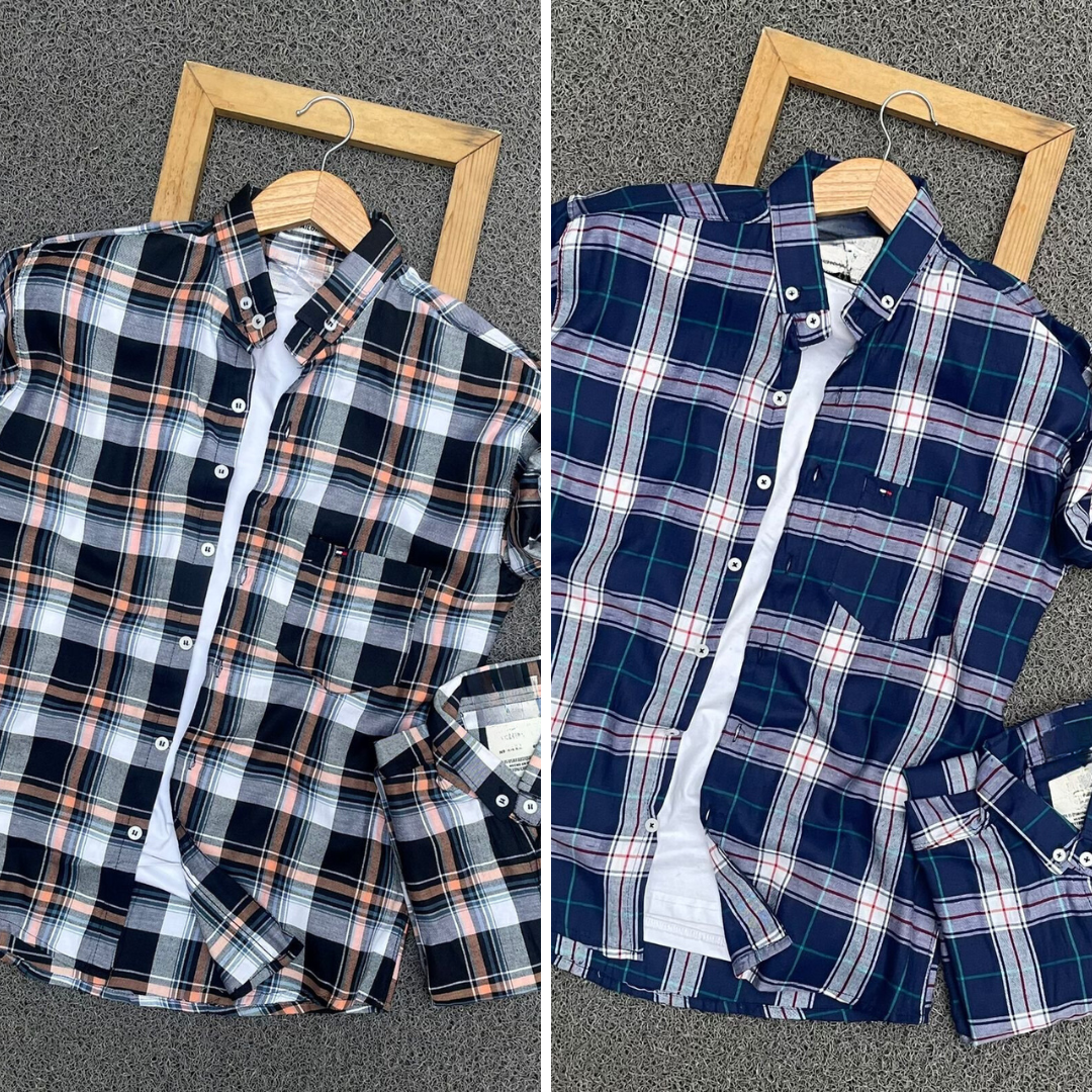 2 Branded Casual Check Shirts For Men