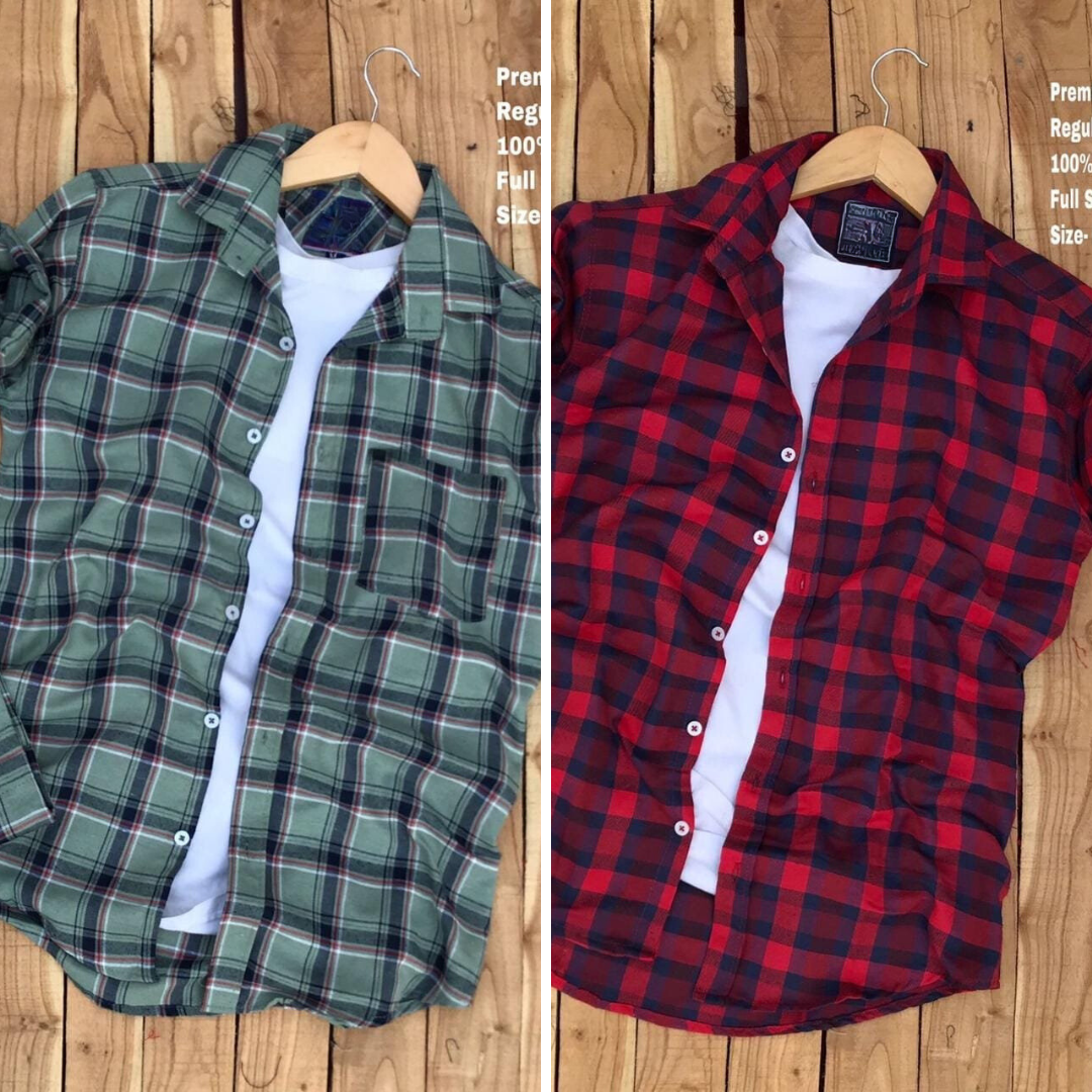 2 Branded Casual Check Shirts For Men