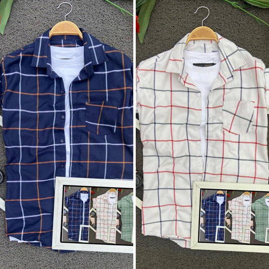 2 Branded Casual Check Shirts For Men