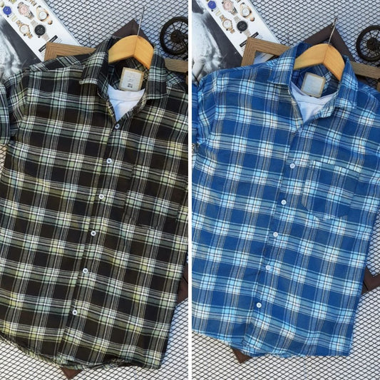 Branded Casual Check Shirts For Men (Pack of 2)