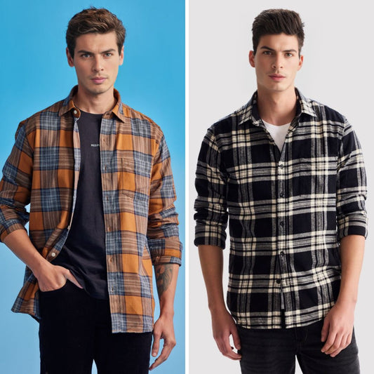 Branded Casual Check Shirts For Men (Combo of 2)