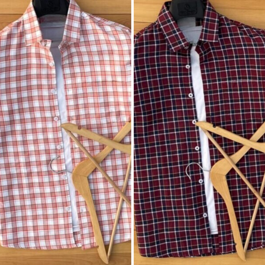 2 Branded Casual Check Shirts For Men