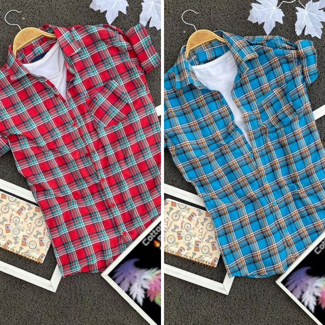 2 Branded Casual Check Shirts For Men