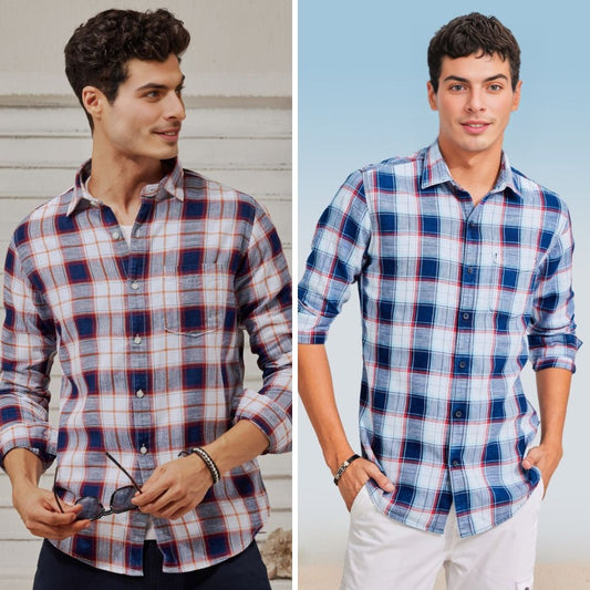 Branded Casual Check Shirts For Men (Combo of 2)