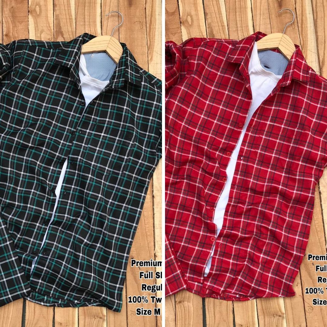 2 Branded Casual Check Shirts For Men