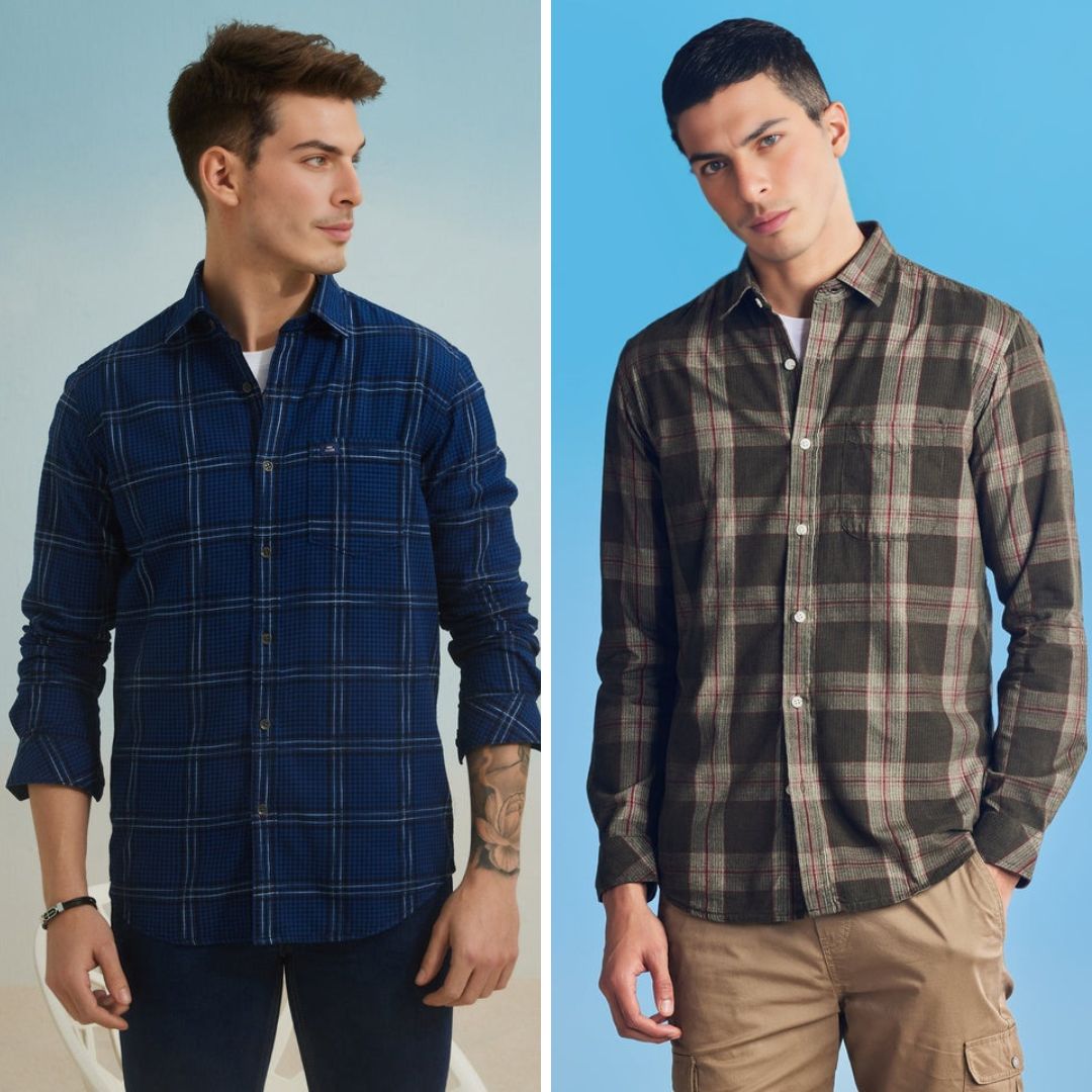 Branded Casual Check Shirts For Men (Combo of 2)