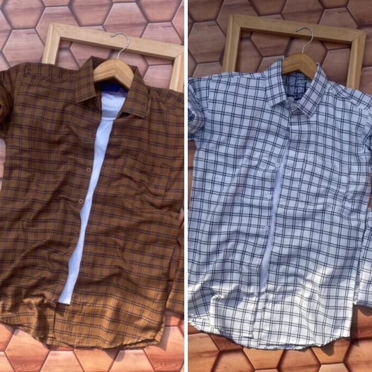 2 Branded Casual Check Shirts For Men