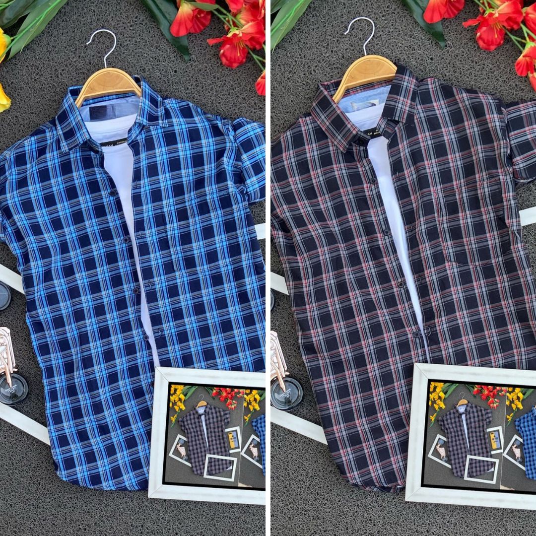 2 Branded Casual Check Shirts For Men