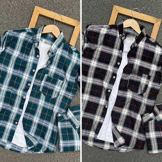 2 Branded Casual Check Shirts For Men