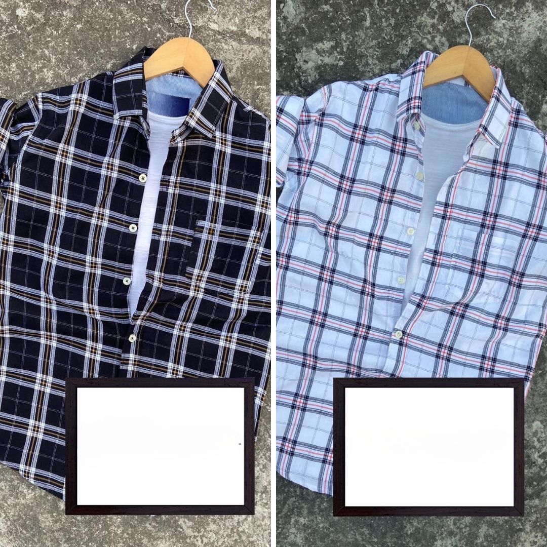 Branded Casual Check Shirts For Men (Pack of 2)