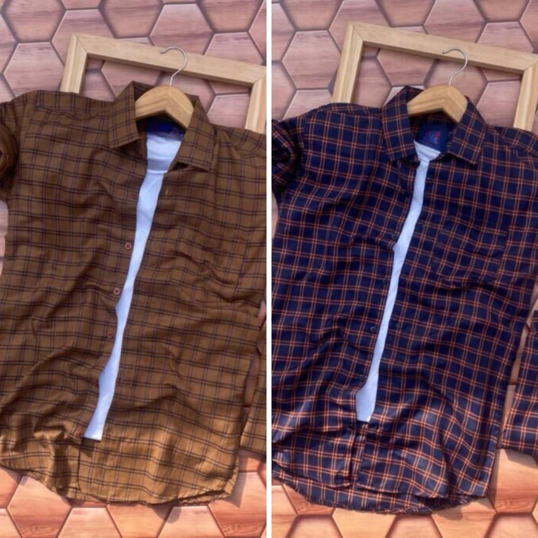 2 Branded Casual Check Shirts For Men