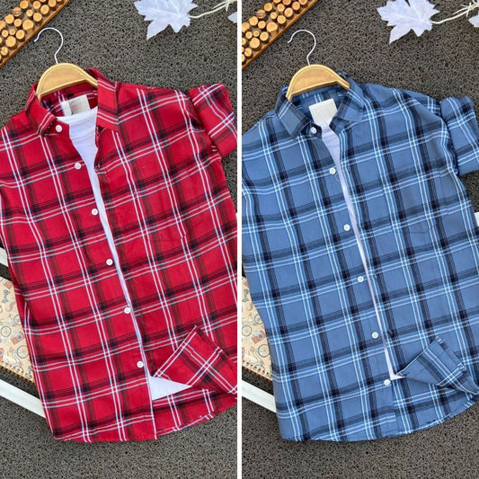 2 Branded Casual Check Shirts For Men