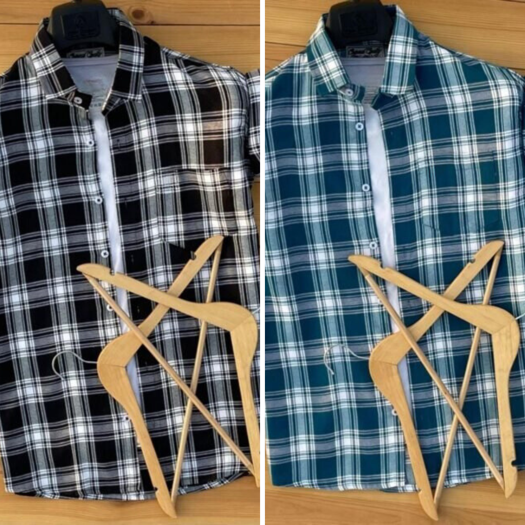 2 Branded Casual Check Shirts For Men