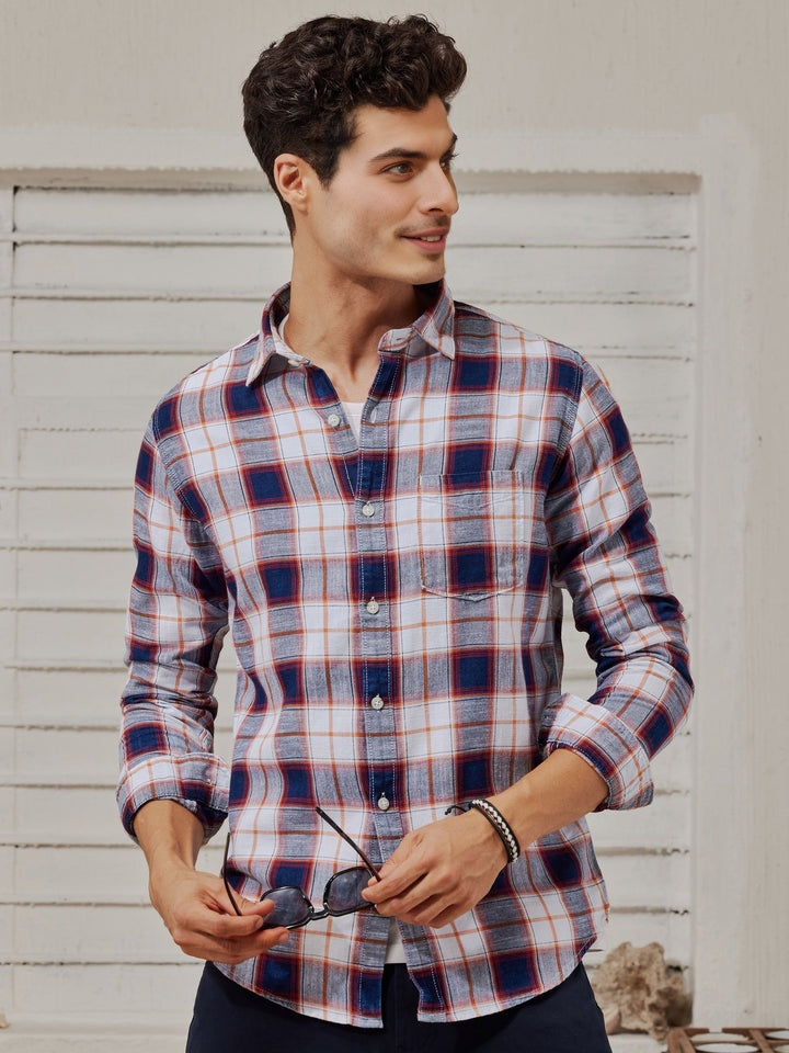 Branded Casual Check Shirts For Men (Combo of 2)